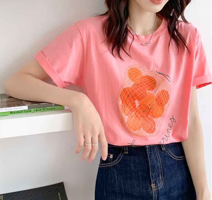 Loose summer T-shirt pure cotton printing tops