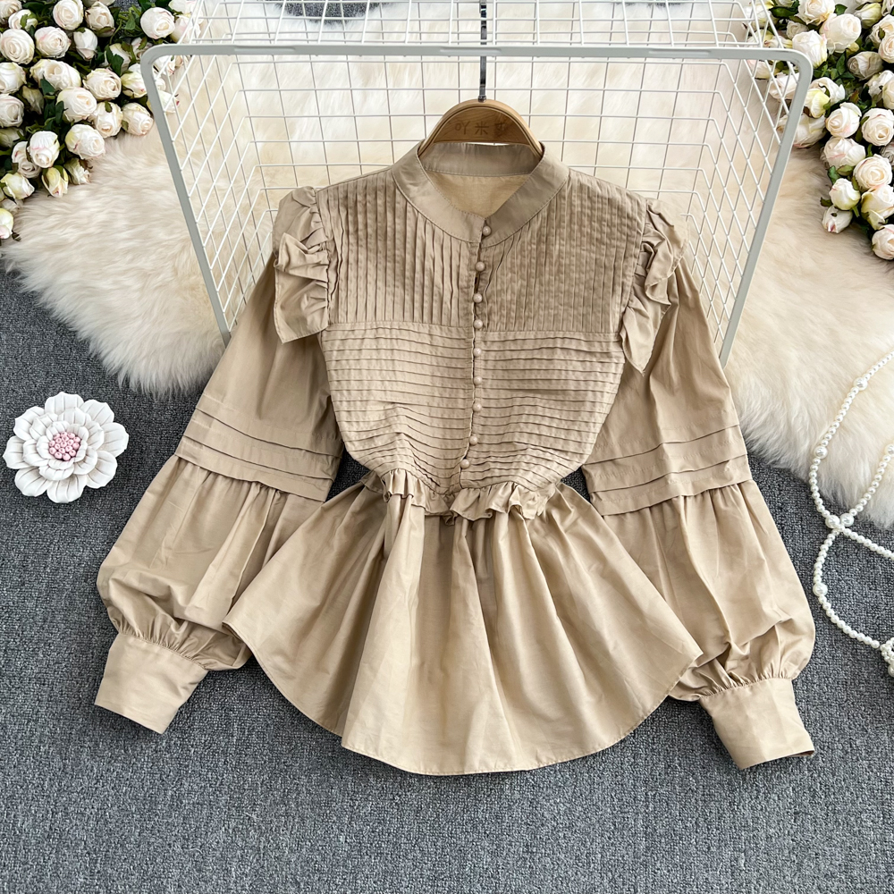 Puff sleeve white shirt court style doll shirt for women