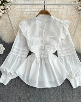 Puff sleeve white shirt court style doll shirt for women
