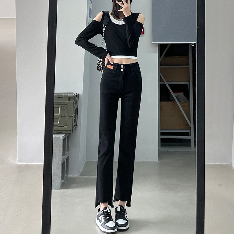 High waist elasticity pants spring jeans for women