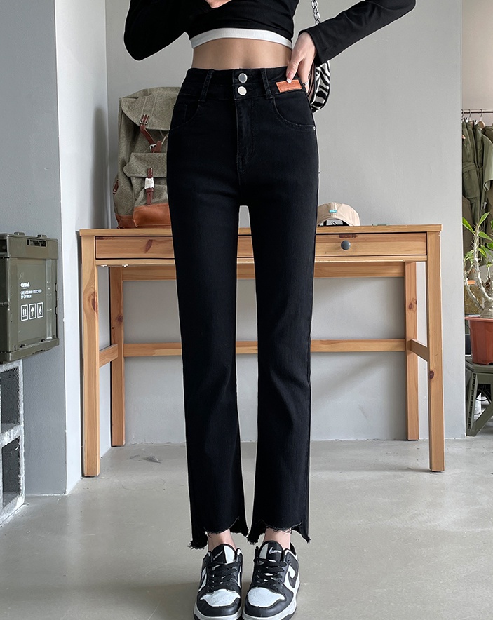 High waist elasticity pants spring jeans for women