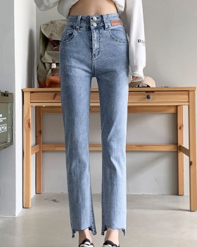 High waist elasticity pants spring jeans for women