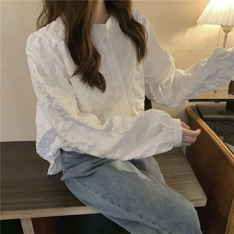 Korean style stereoscopic lady shirt loose lace tops