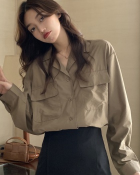 Korean style temperament tops long sleeve loose shirt