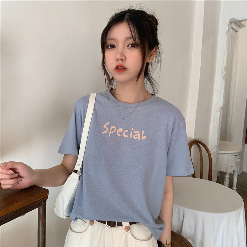 All-match pure cotton printing T-shirt for women