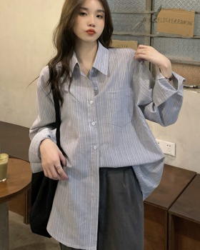 Stripe France style loose spring shirt for women