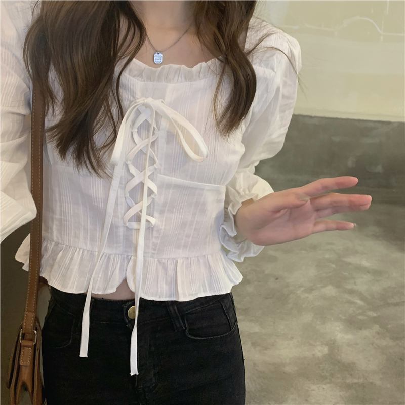 Korean style temperament shirt France style unique tops