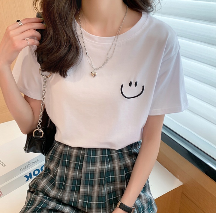 White bottoming shirt pure cotton tops for women