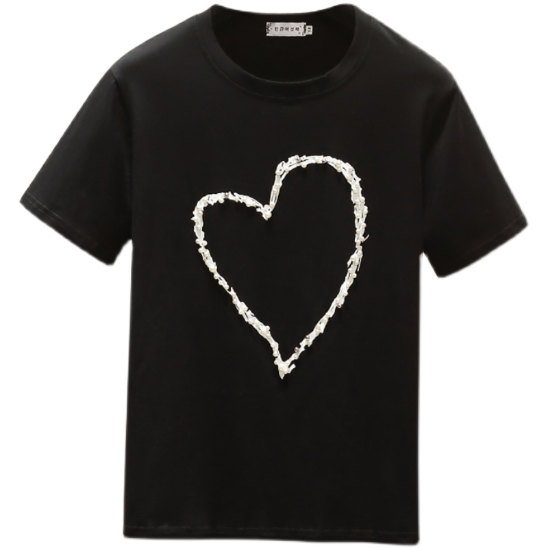 Heart short sleeve T-shirt loose tops for women