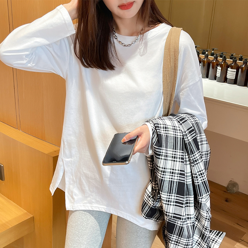 Pure cotton T-shirt long sleeve bottoming shirt for women