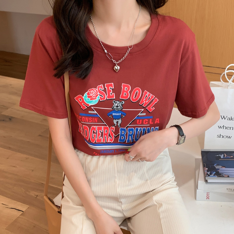 Short sleeve student tops pure cotton T-shirt for women