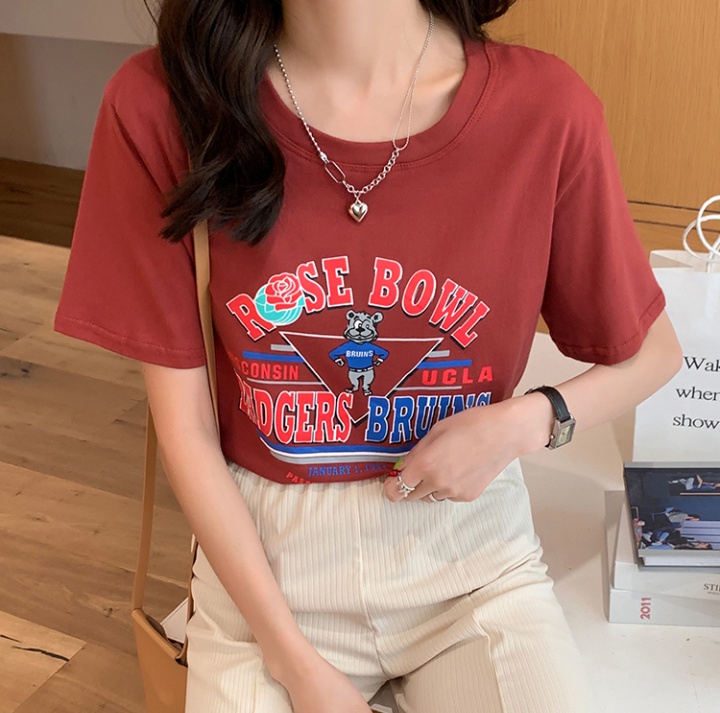 Short sleeve student tops pure cotton T-shirt for women