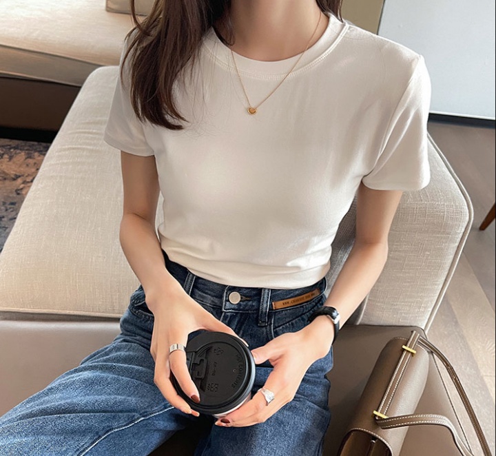 Western style slim spring T-shirt pure cotton summer tops