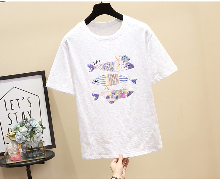 Short sleeve large yard T-shirt loose cotton tops for women