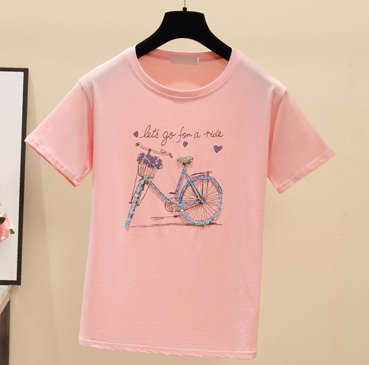 Loose candy colors tops Western style T-shirt for women