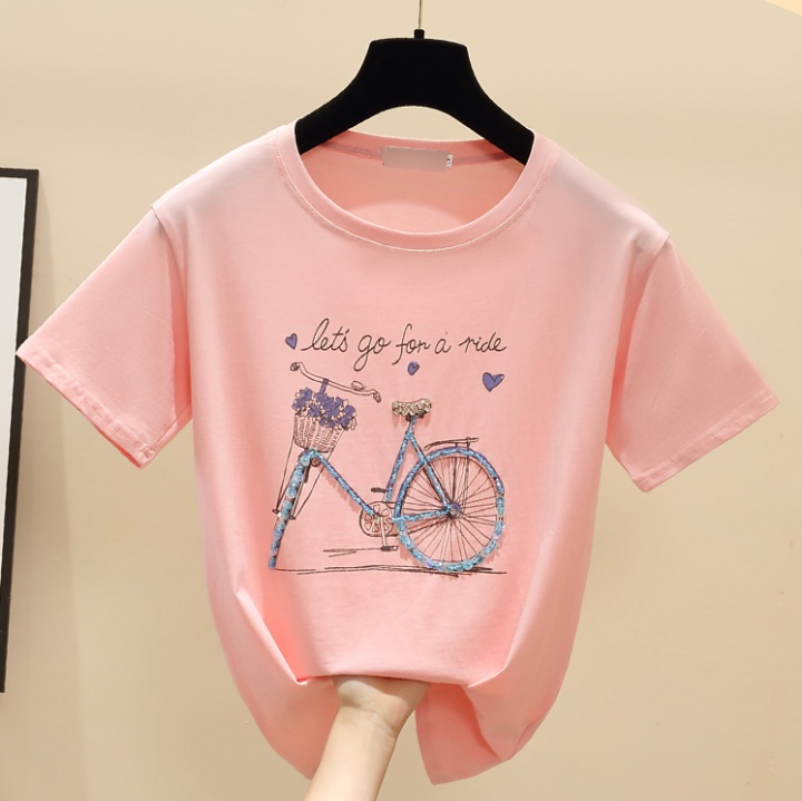 Loose candy colors tops Western style T-shirt for women