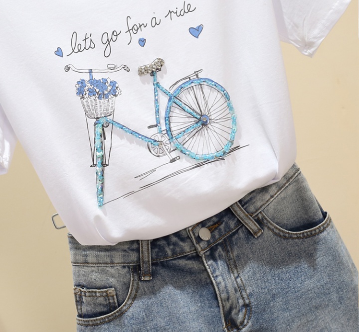 Loose candy colors tops Western style T-shirt for women