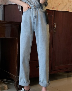 Retro small tassels washed all-match slim Korean style jeans