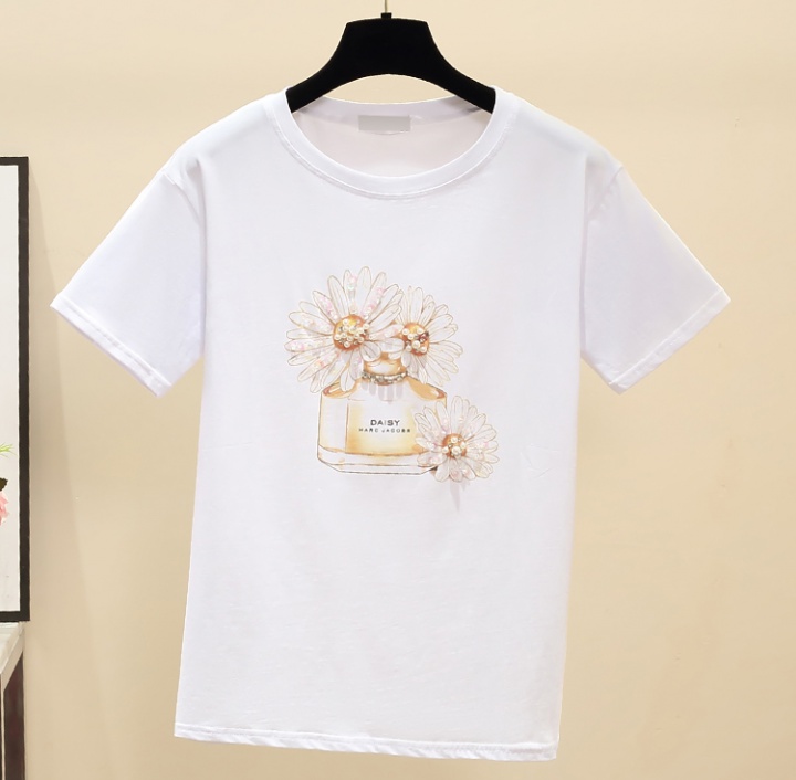 Printing short sleeve pure cotton all-match T-shirt for women