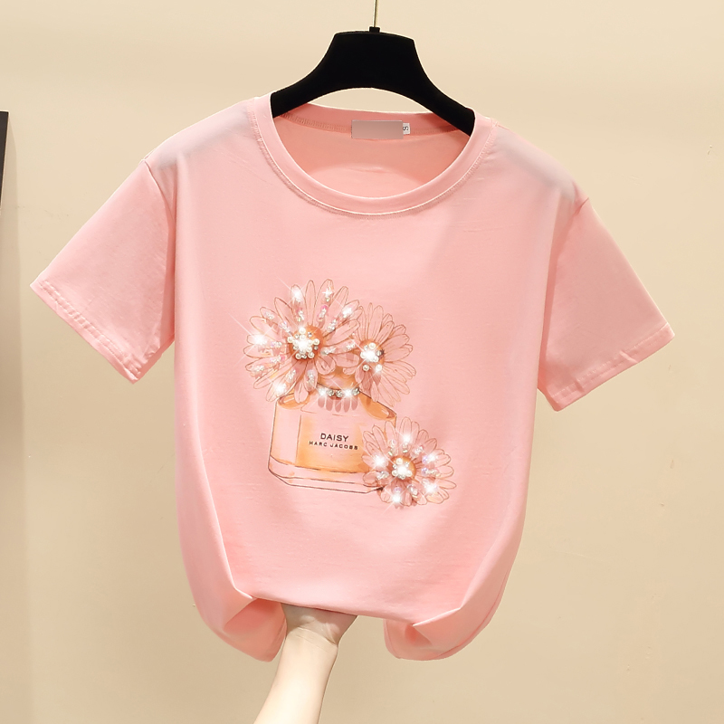 Printing short sleeve pure cotton all-match T-shirt for women