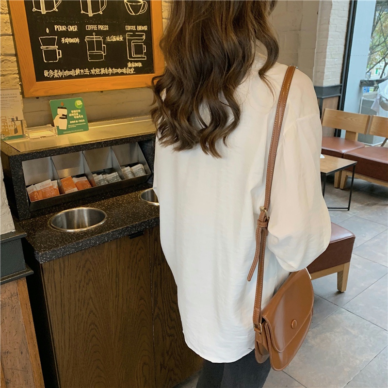 Pure loose tops single-breasted Korean style shirt