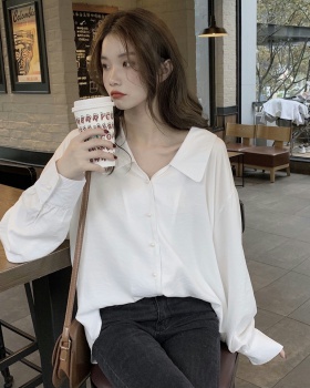 Pure loose tops single-breasted Korean style shirt