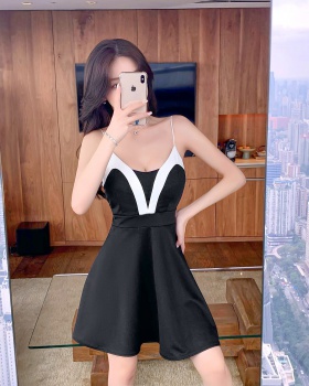 Sling low-cut sexy slim mixed colors fashion dress