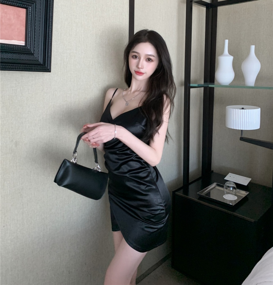 Ladies V-neck sling formal dress sexy slim dress