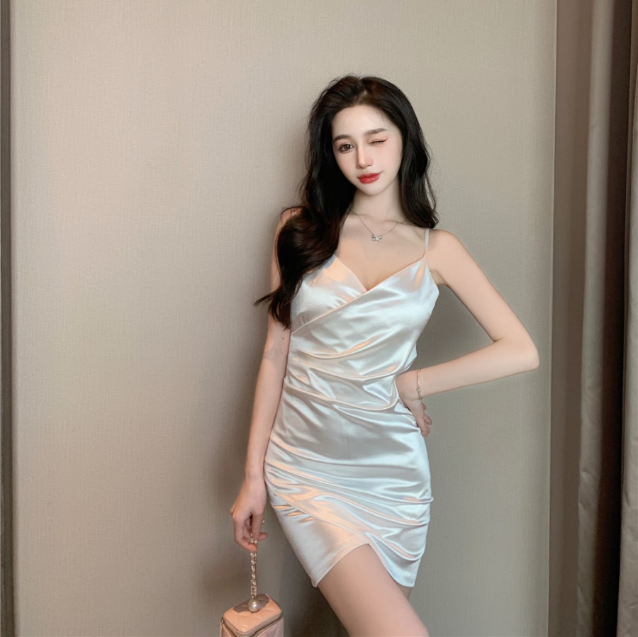 Ladies V-neck sling formal dress sexy slim dress