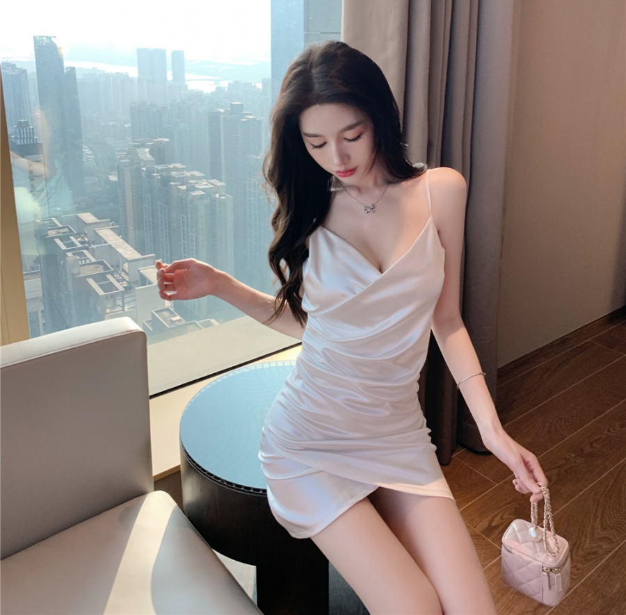 Ladies V-neck sling formal dress sexy slim dress