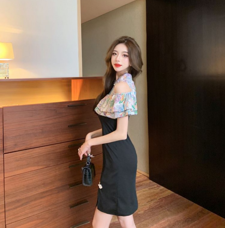 Maiden splice package hip dress summer short sleeve cheongsam