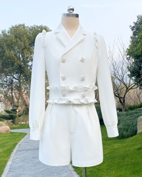 Casual business suit white coat 2pcs set for women