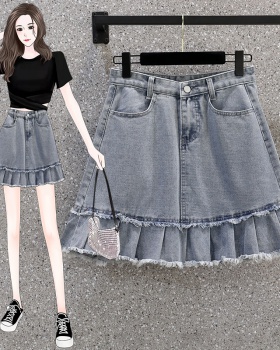 Summer pleated slim skirt fat large yard short skirt