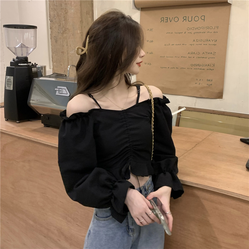 Shoulder strap shirt temperament tops