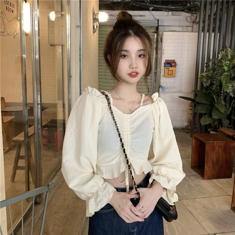 Shoulder strap shirt temperament tops