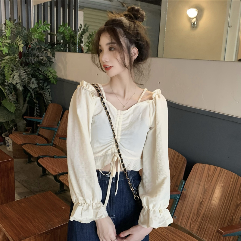 Shoulder strap shirt temperament tops