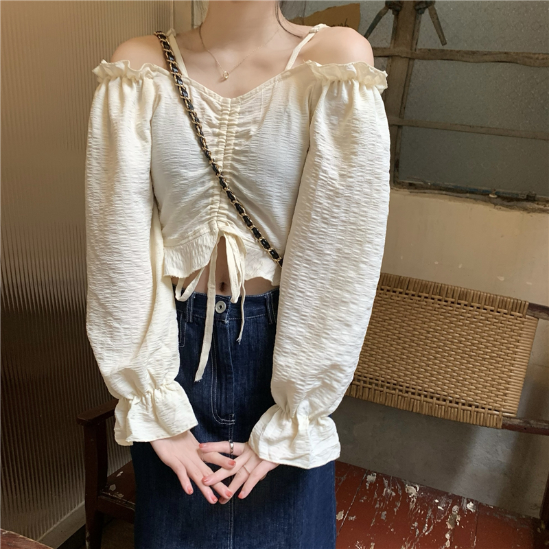 Shoulder strap shirt temperament tops