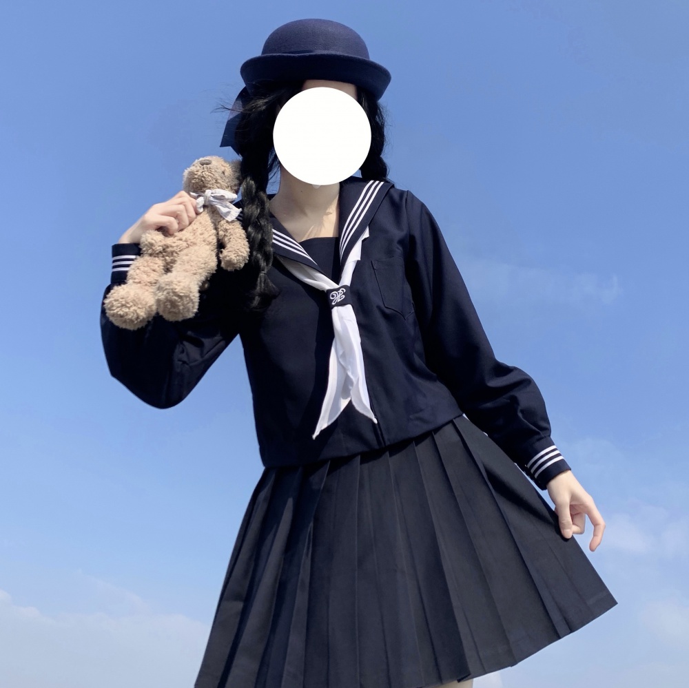 College style navy-blue middle uniform navy basis cosplay