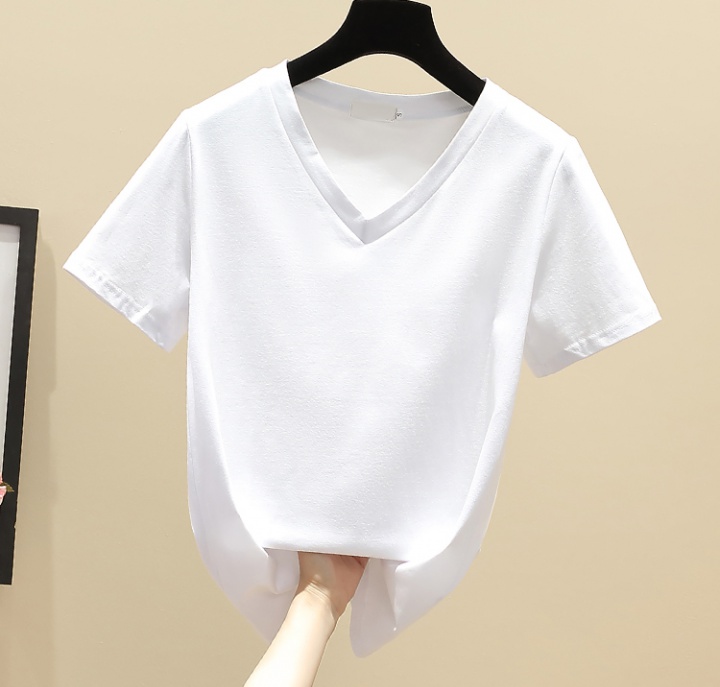 Summer short sleeve T-shirt white pure cotton bottoming shirt