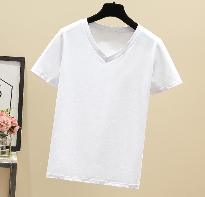 Summer short sleeve T-shirt white pure cotton bottoming shirt