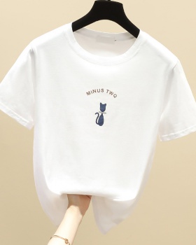 White pure cotton loose tops inside the ride spring T-shirt