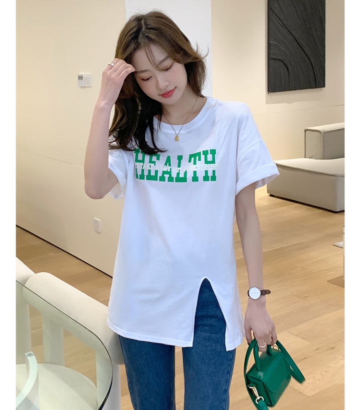 Short sleeve split tops Casual T-shirt for women