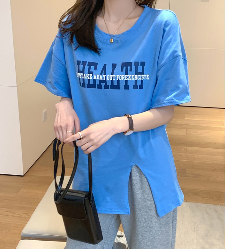 Short sleeve split tops Casual T-shirt for women