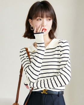 Stripe spring tops bottoming lazy sweater