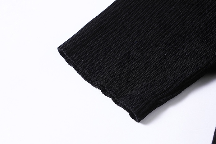 Black fashion leather skirt slim sweater 2pcs set