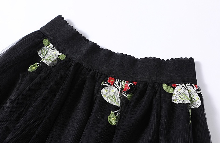 White embroidery skirt gauze shirt 2pcs set