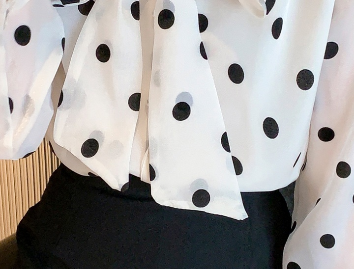 Bow polka dot shirt France style retro tops