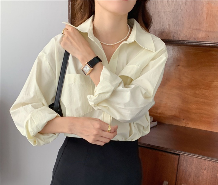 All-match simple Korean style loose long sleeve shirt