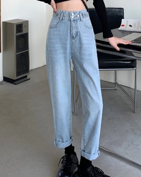 Wide leg high waist loose spring slim jeans for women