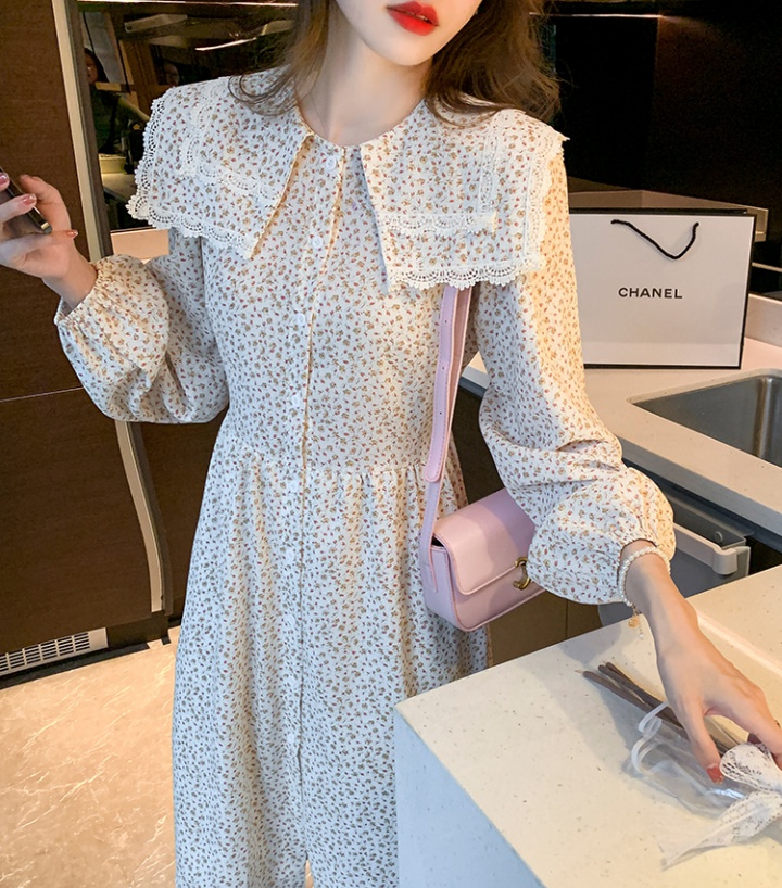 Spring frenum chiffon dress commuting floral long dress